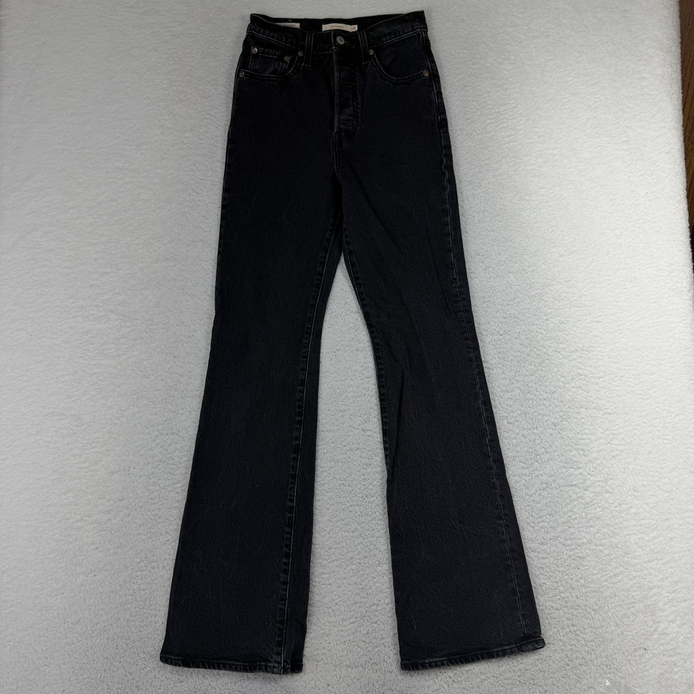 Levi's Premium Ribcage Boot Jeans 25 (25x30) Black High Rise Button Fly Western
